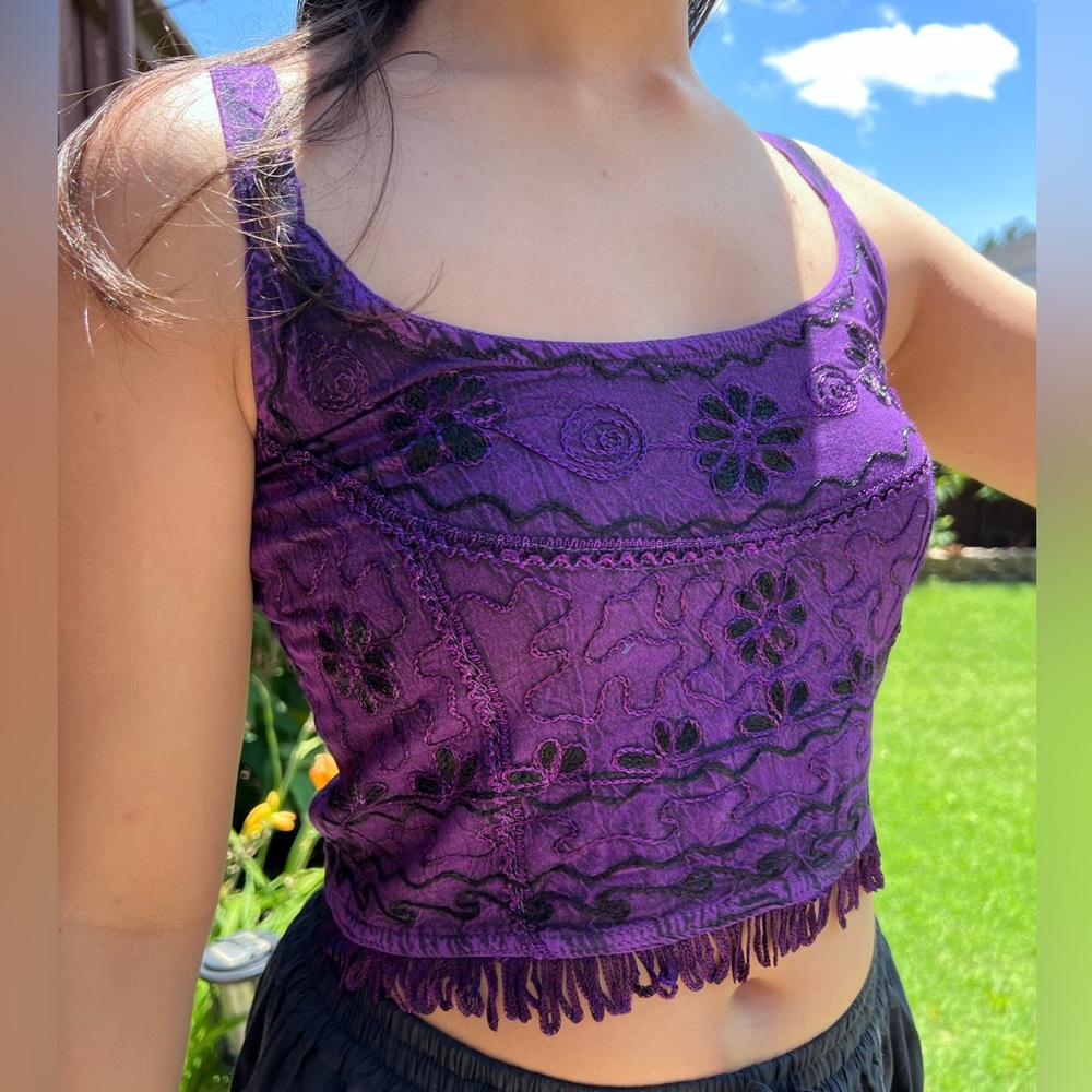 Smocked Back Embroidered Summer Crop Top